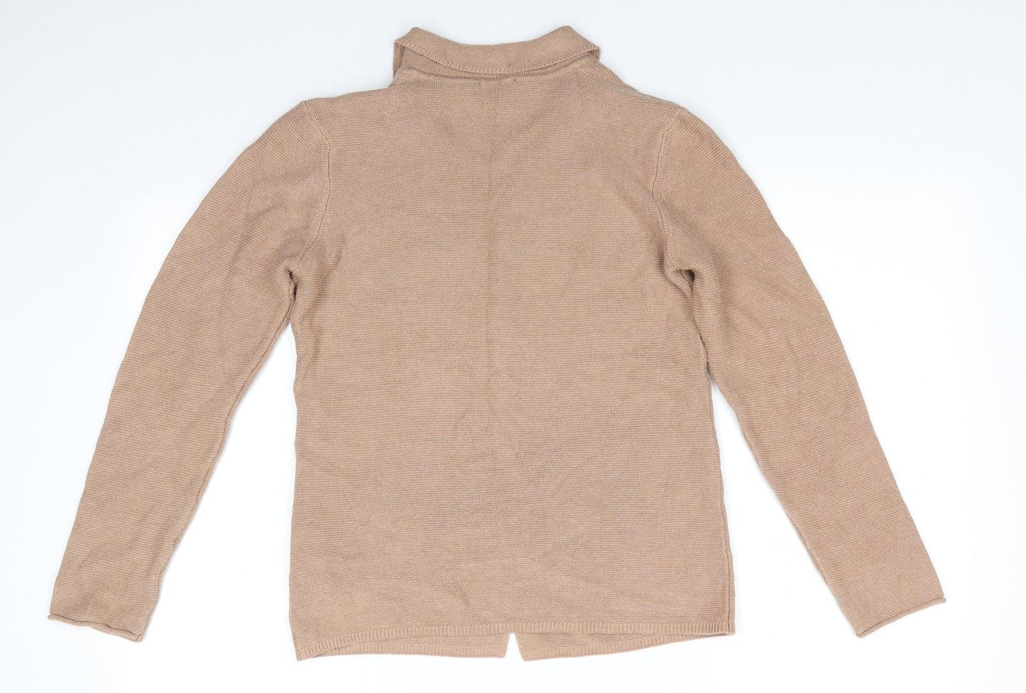 Olsen Womens Beige Collared  Cotton Cardigan Jumper Size 4
