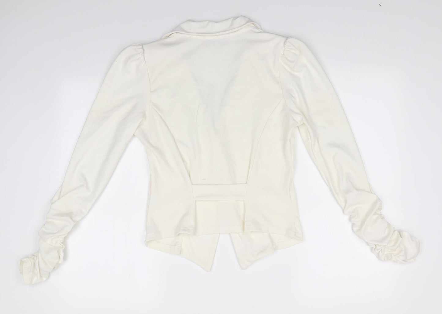 Boohoo Womens Ivory   Jacket  Size 10   - Ruched Sleeves