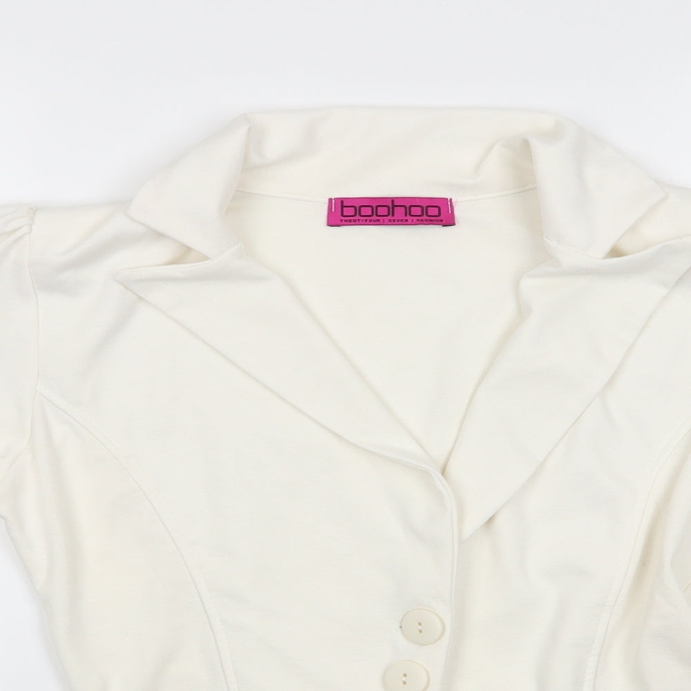 Boohoo Womens Ivory   Jacket  Size 10   - Ruched Sleeves
