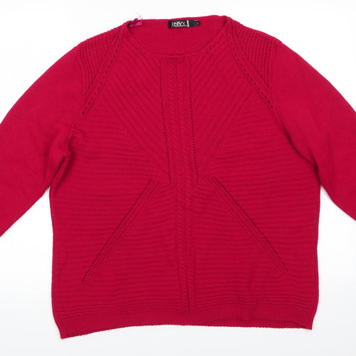 Envy I Womens Red Round Neck   Pullover Jumper Size L