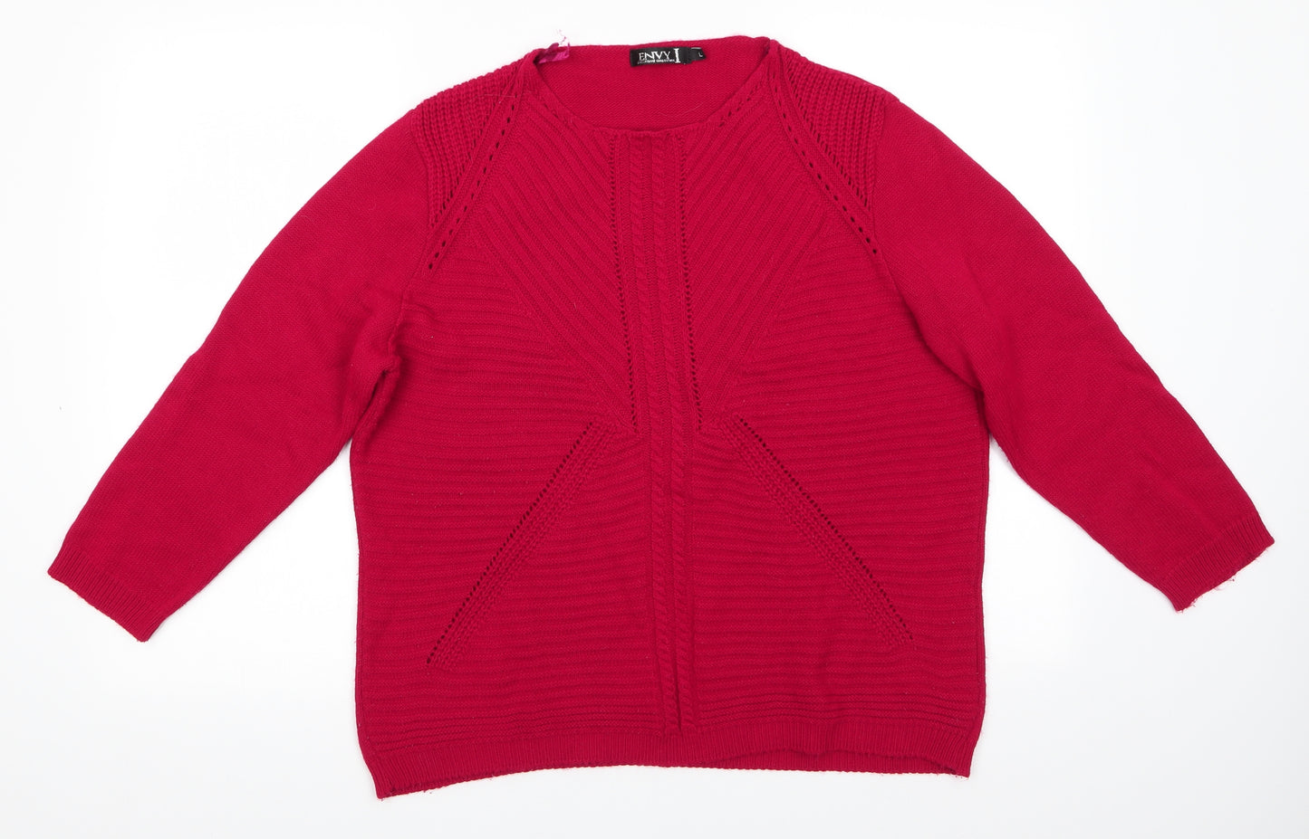 Envy I Womens Red Round Neck   Pullover Jumper Size L