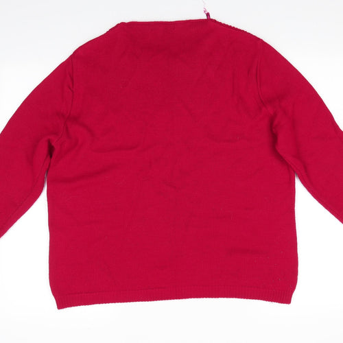 Envy I Womens Red Round Neck   Pullover Jumper Size L