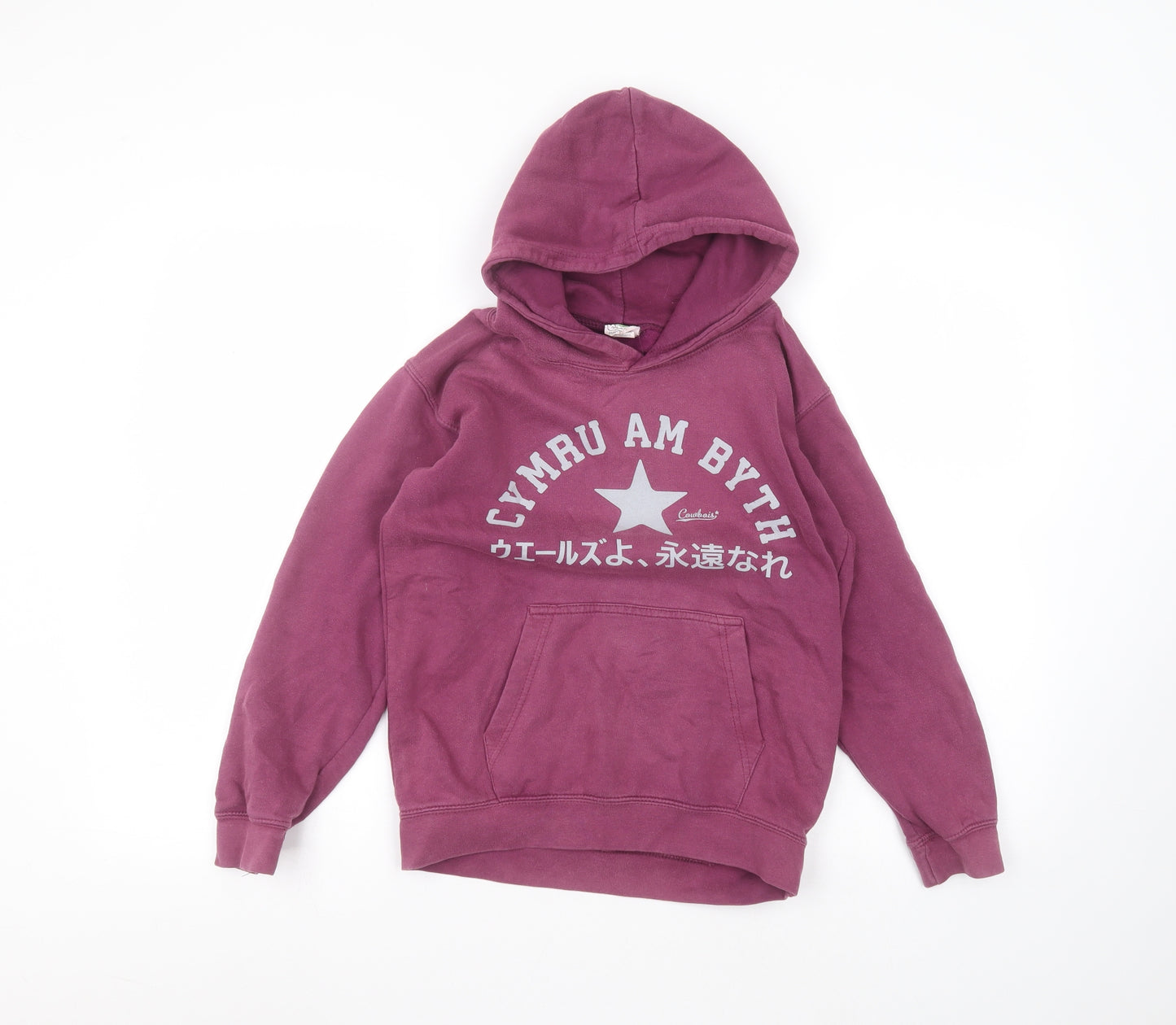 Awdis Girls Purple  Cotton Pullover Hoodie Size 10-11 Years
