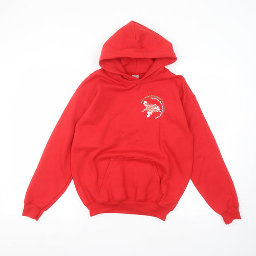 Gilden Girls Red  Cotton Pullover Hoodie Size L