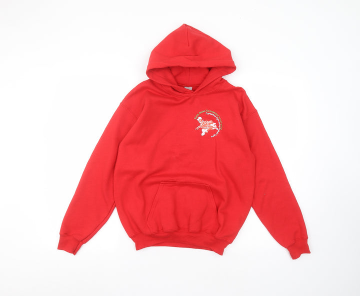 Gilden Girls Red Cotton Pullover Hoodie Size L
