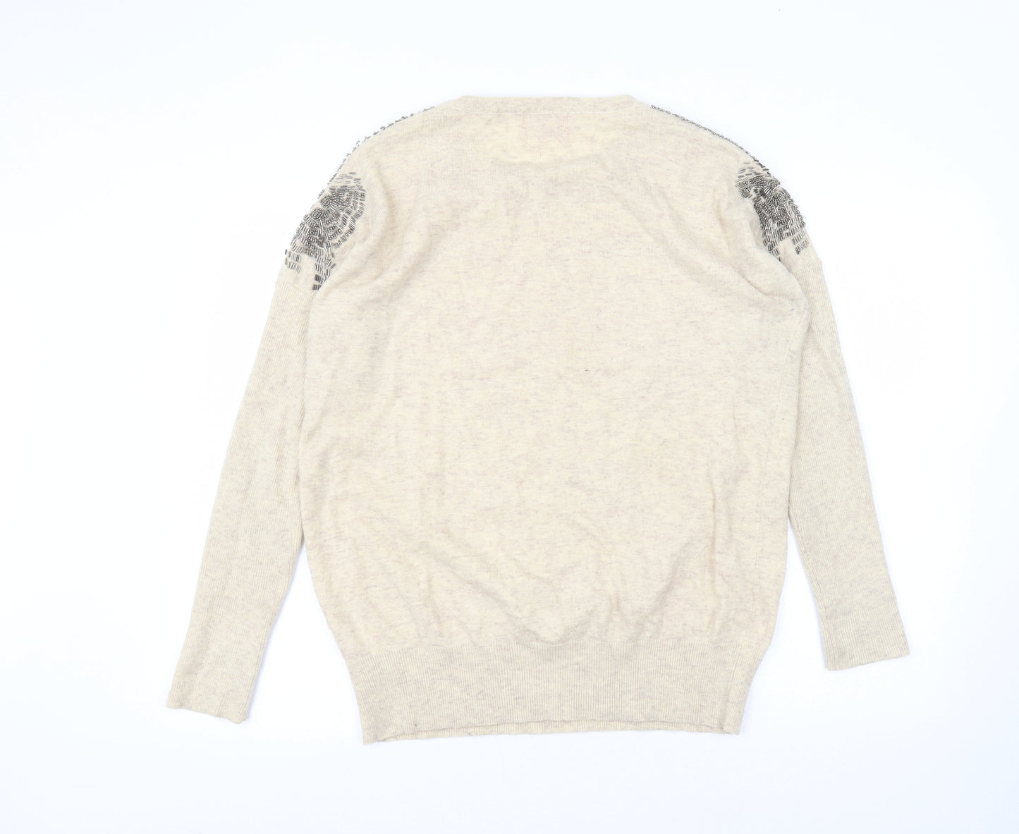 Derby Womens Beige Round Neck  Nylon Pullover Jumper Size L