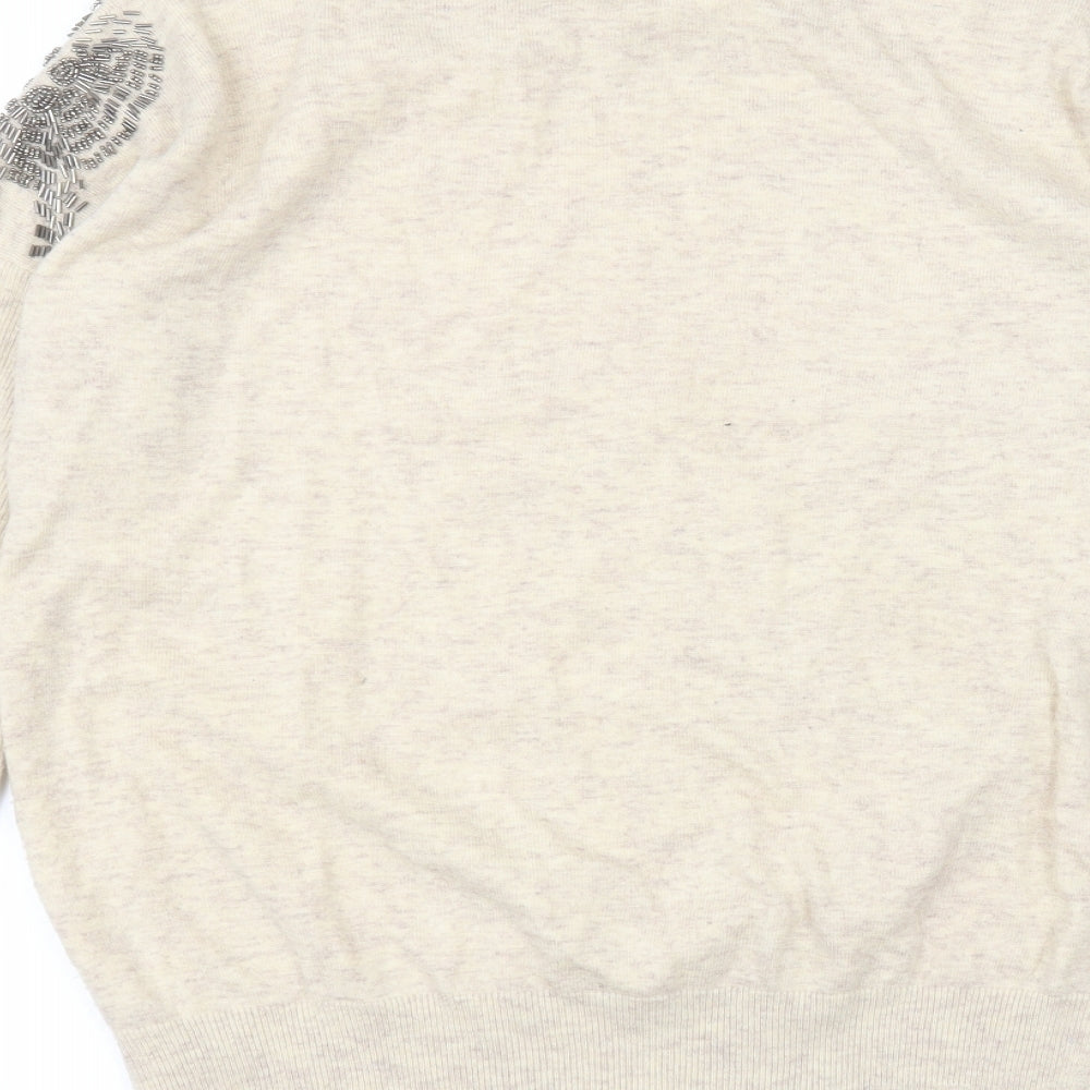 Derby Womens Beige Round Neck  Nylon Pullover Jumper Size L