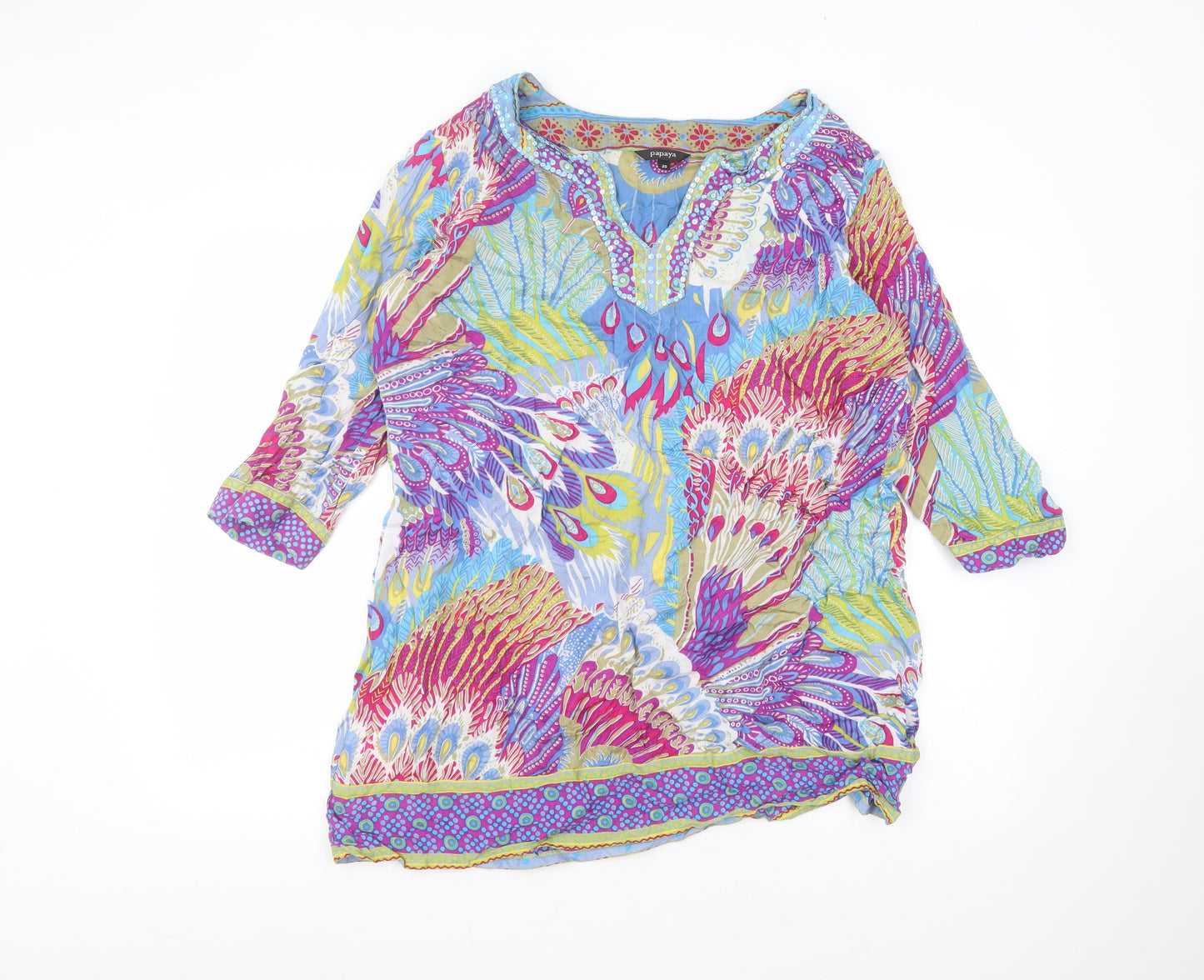 Matalan Womens Multicoloured  Viscose Basic T-Shirt Size 20 Round Neck