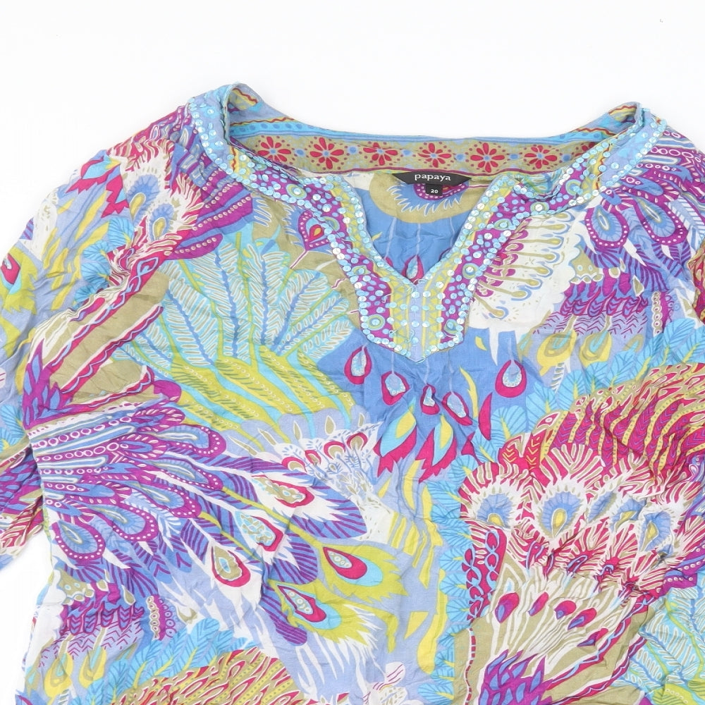 Matalan Womens Multicoloured  Viscose Basic T-Shirt Size 20 Round Neck