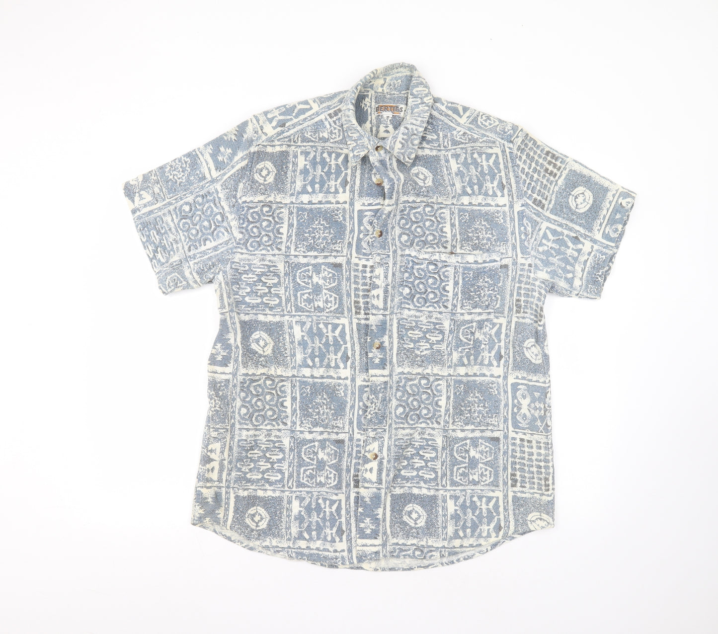 berties Mens Blue  Cotton  Dress Shirt Size M Collared
