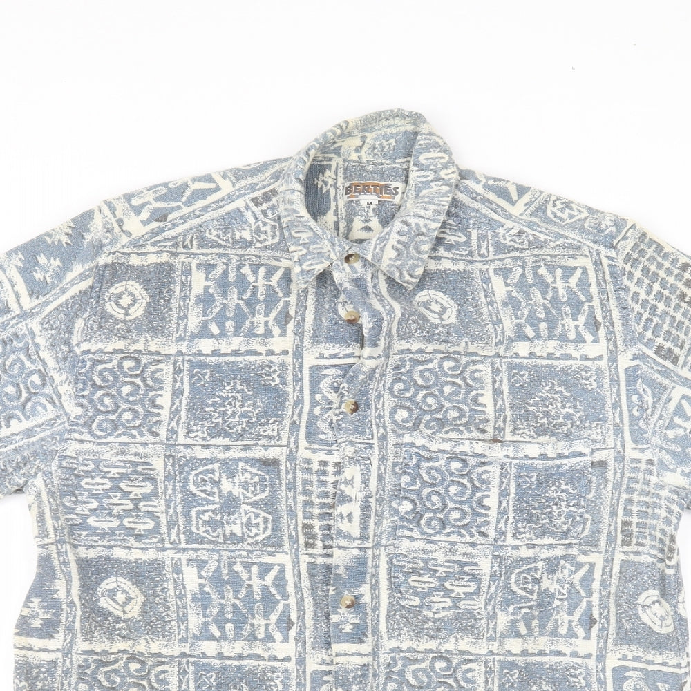 berties Mens Blue  Cotton  Dress Shirt Size M Collared