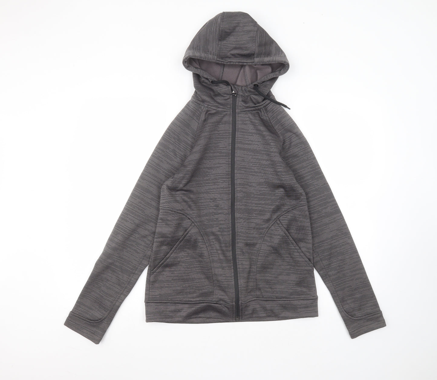 zakti Womens Black  Polyester Full Zip Hoodie Size 10
