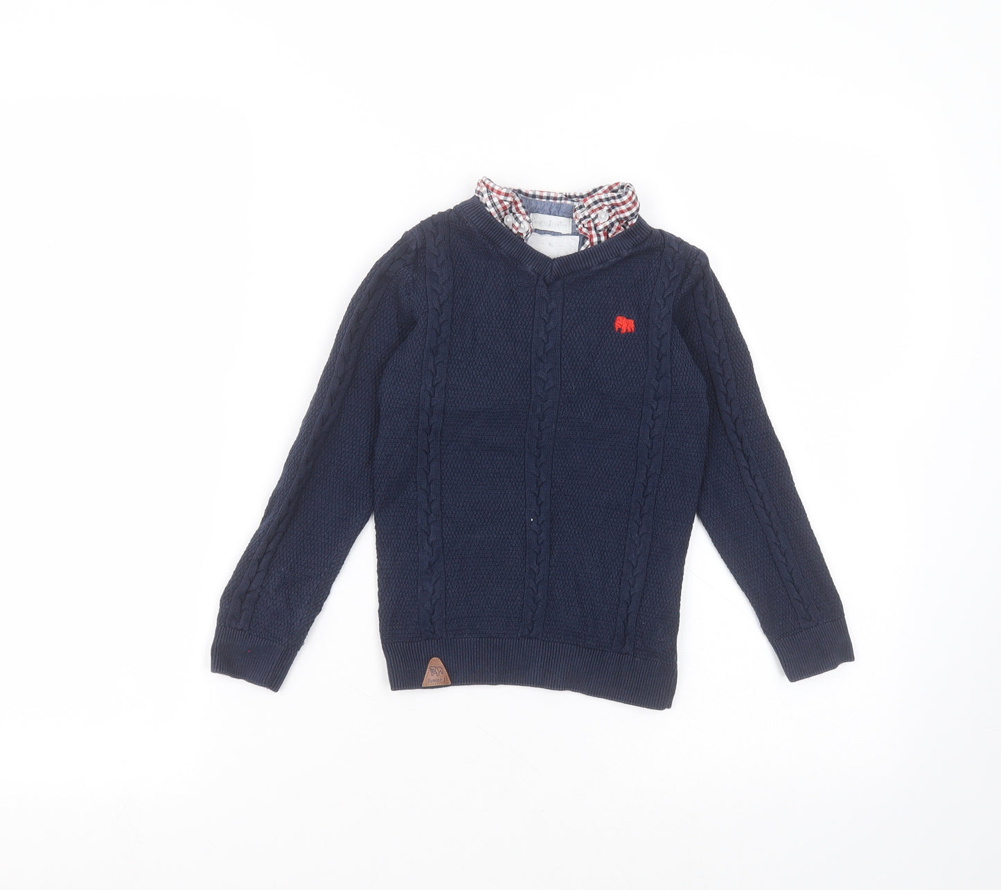 Jasper Conran Boys Blue Collared  Cotton Pullover Jumper Size 4-5 Years