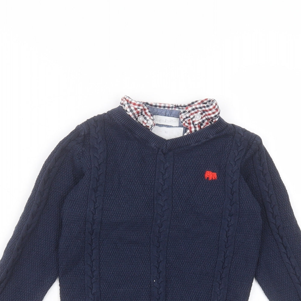 Jasper Conran Boys Blue Collared  Cotton Pullover Jumper Size 4-5 Years