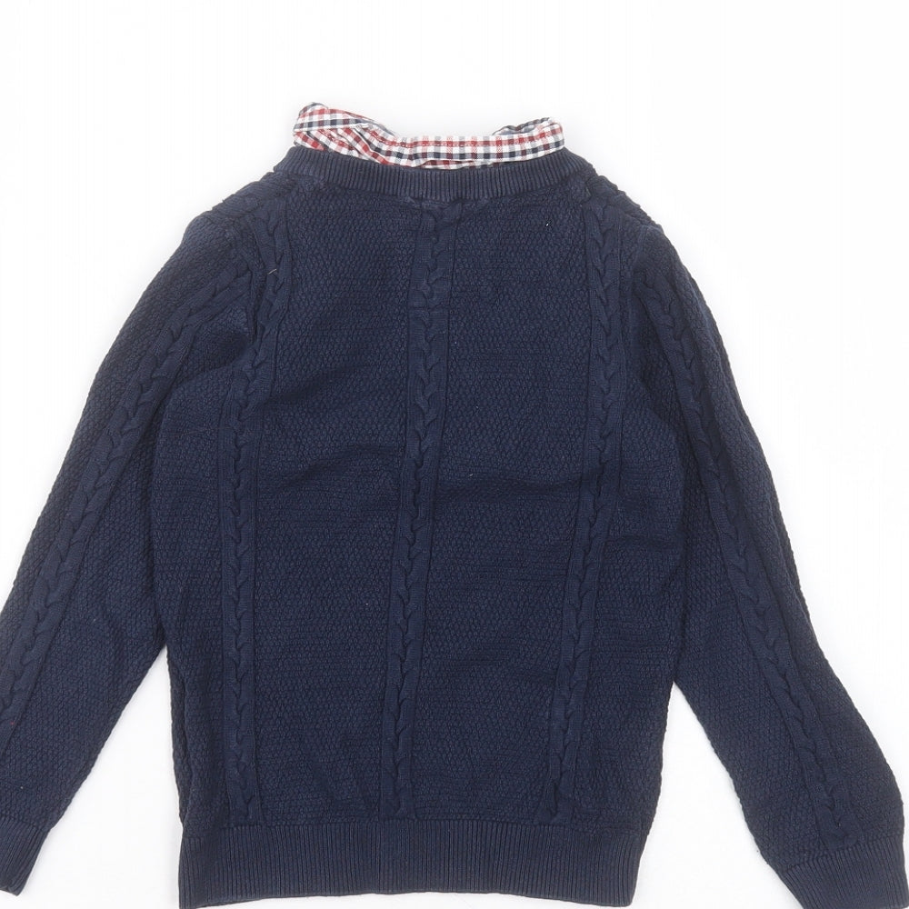 Jasper Conran Boys Blue Collared  Cotton Pullover Jumper Size 4-5 Years