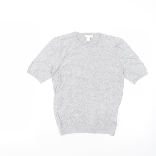 H&M Girls Grey  Viscose Basic T-Shirt Size XS Round Neck