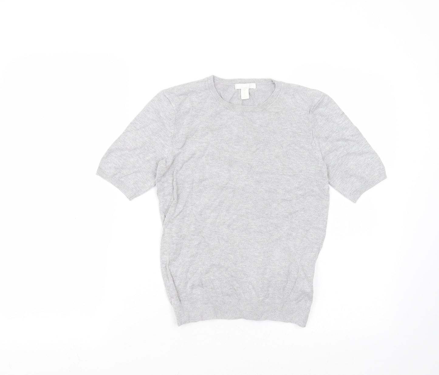 H&M Girls Grey  Viscose Basic T-Shirt Size XS Round Neck