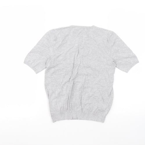 H&M Girls Grey  Viscose Basic T-Shirt Size XS Round Neck