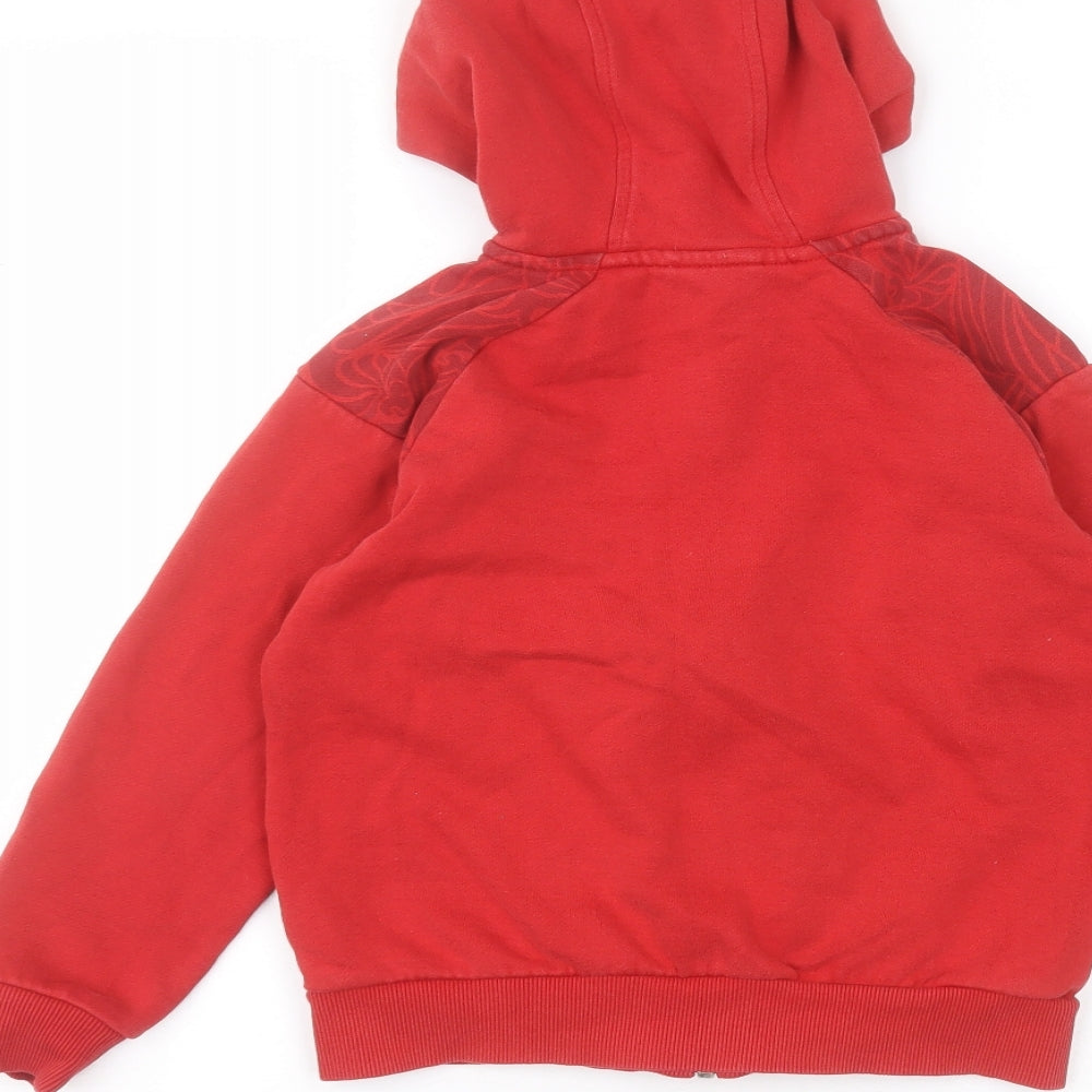 adidas Boys Red  Cotton Full Zip Hoodie Size 7-8 Years