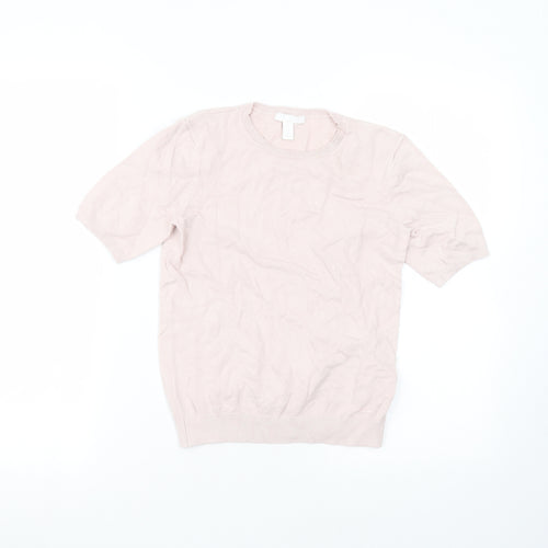 H&M Womens Pink  Viscose Basic T-Shirt Size XS Round Neck