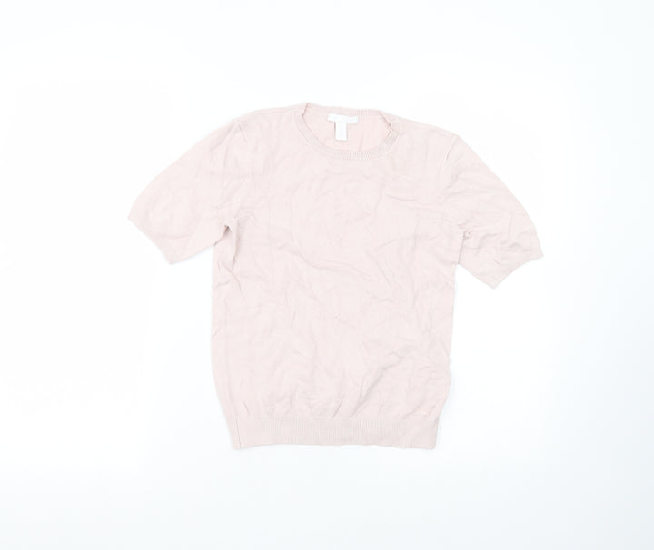 H&M Womens Pink Viscose Basic T-Shirt Size XS Round Neck