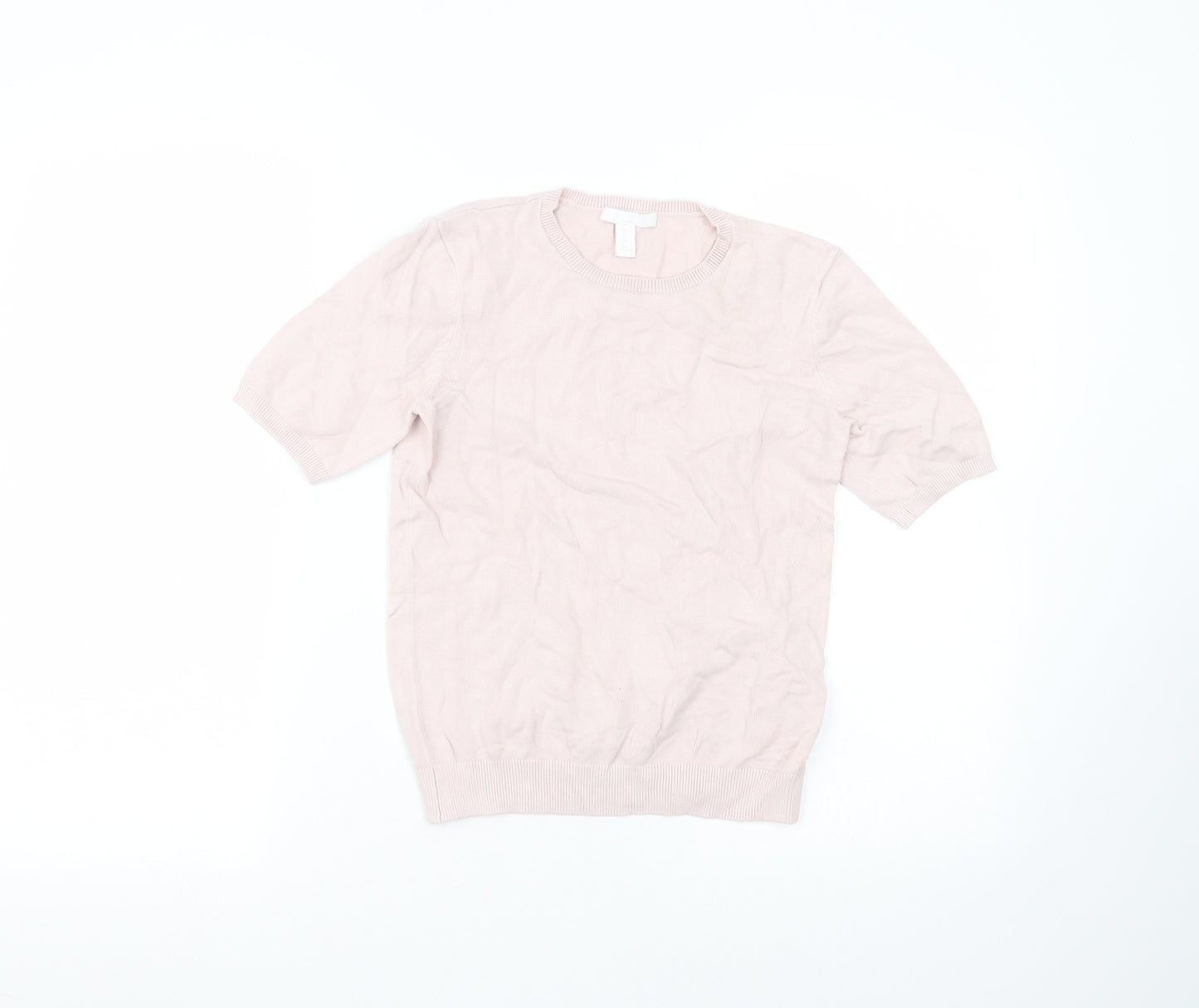 H&M Womens Pink  Viscose Basic T-Shirt Size XS Round Neck