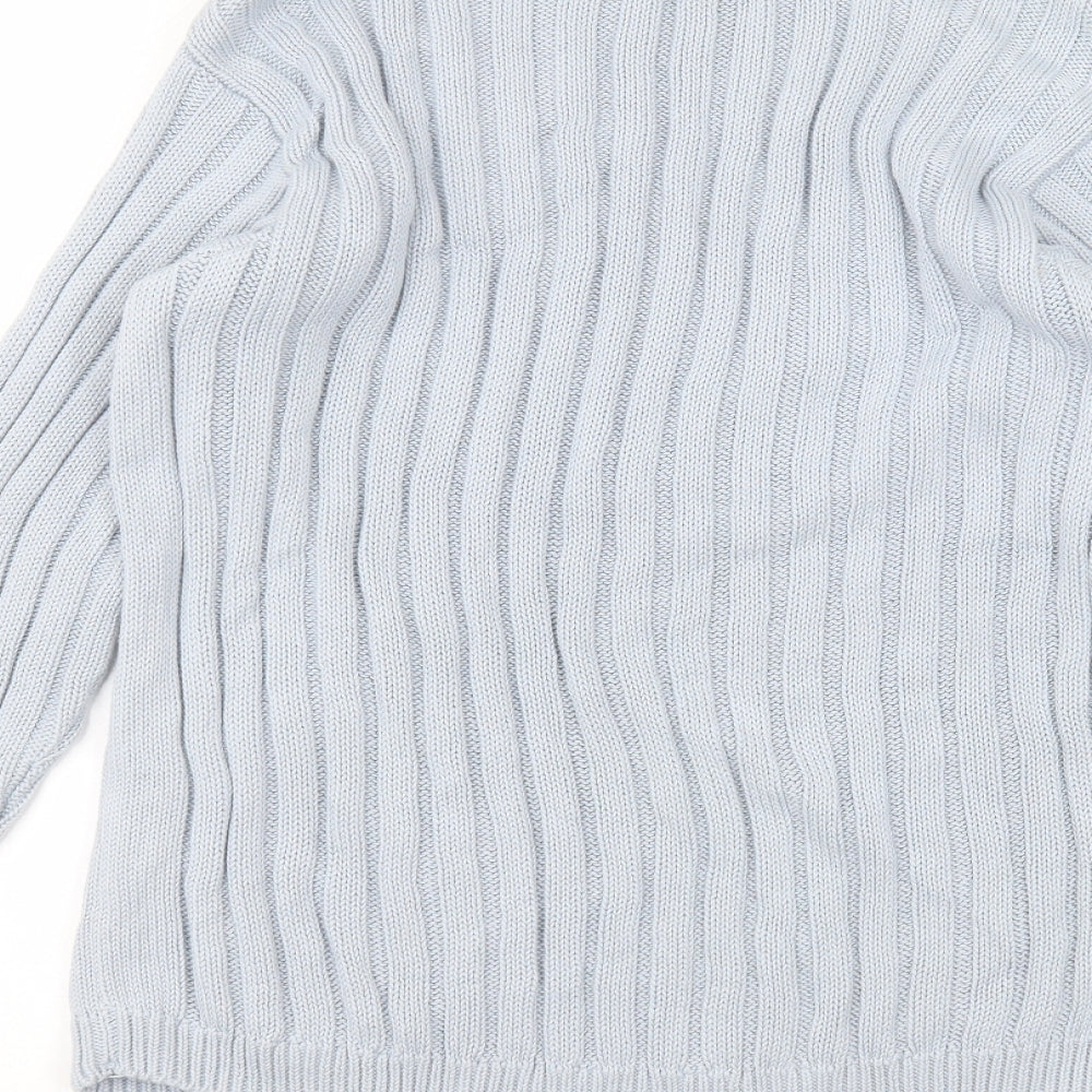 Olsen Womens Blue Round Neck  Cotton Pullover Jumper Size 10