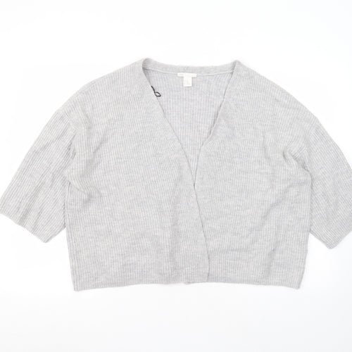 H&M Womens Grey V-Neck  Acrylic Cardigan Jumper Size XS