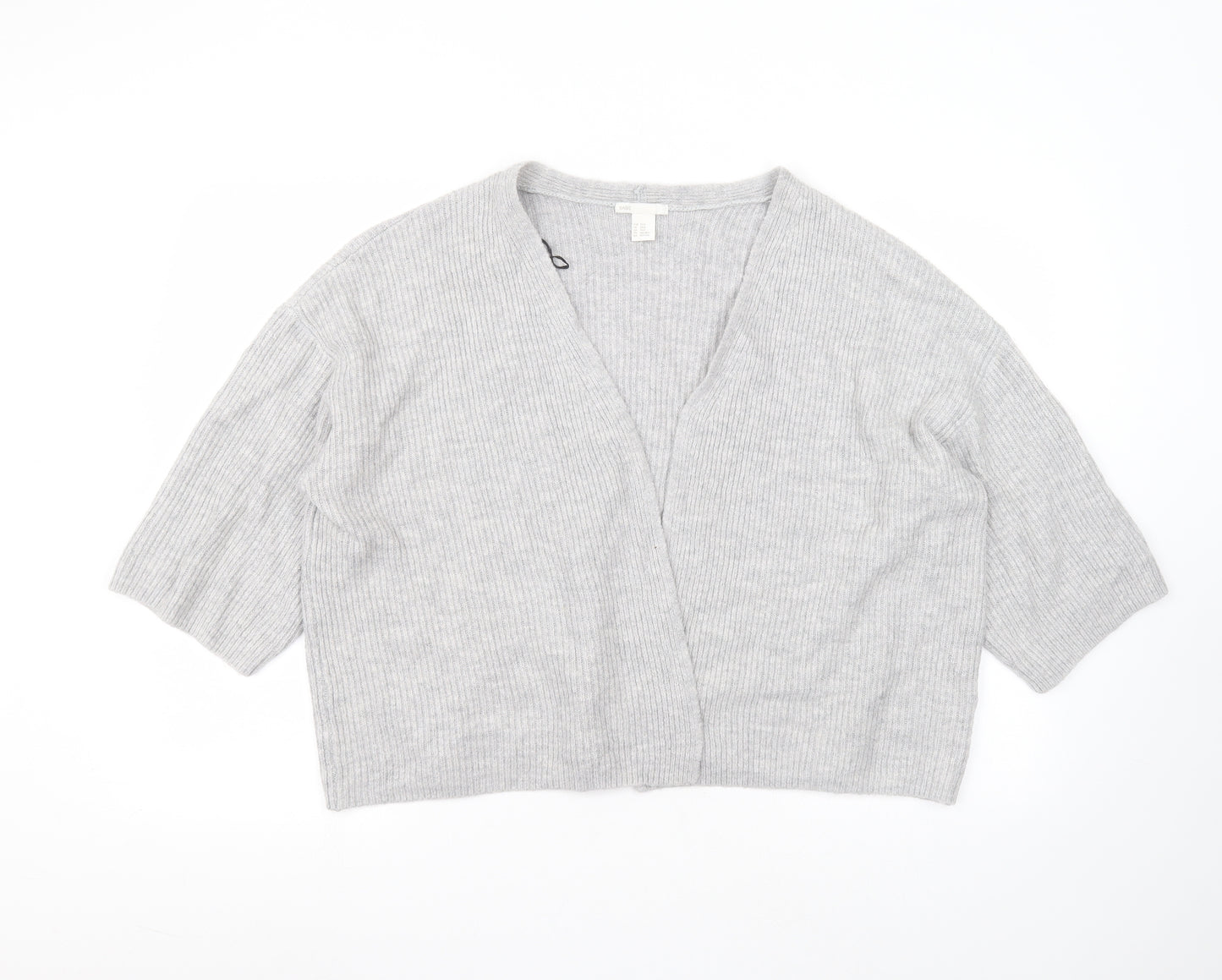 H&M Womens Grey V-Neck  Acrylic Cardigan Jumper Size XS