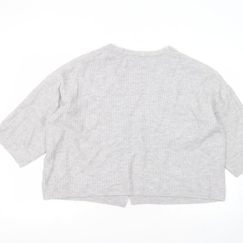 H&M Womens Grey V-Neck  Acrylic Cardigan Jumper Size XS