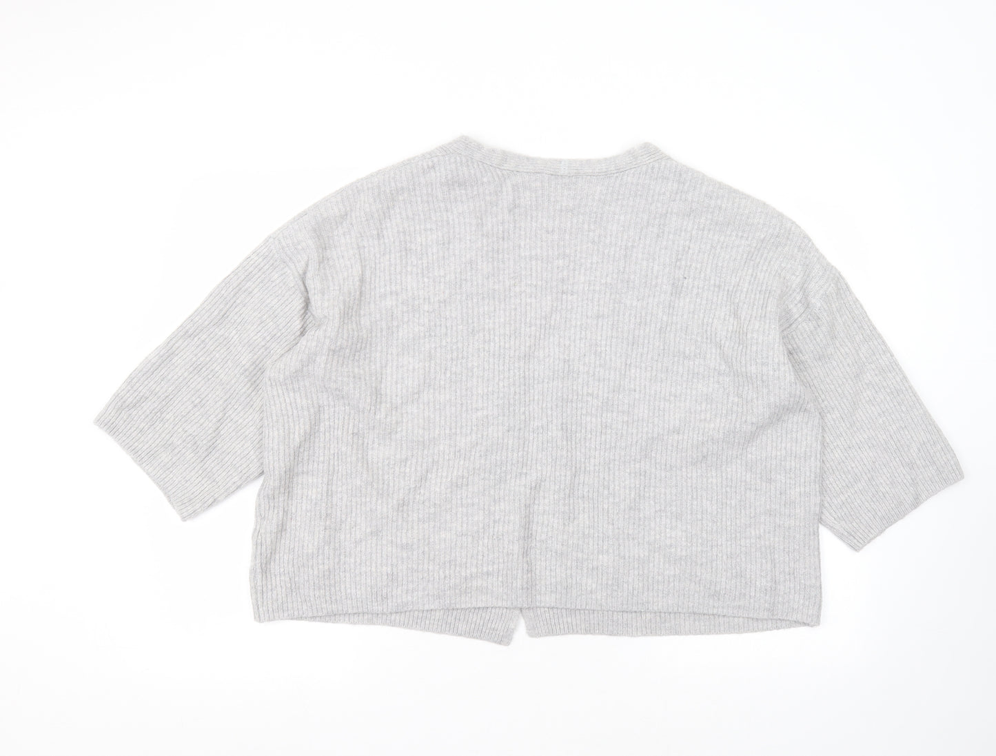 H&M Womens Grey V-Neck  Acrylic Cardigan Jumper Size XS