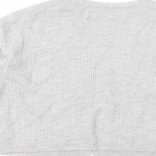 H&M Womens Grey V-Neck  Acrylic Cardigan Jumper Size XS