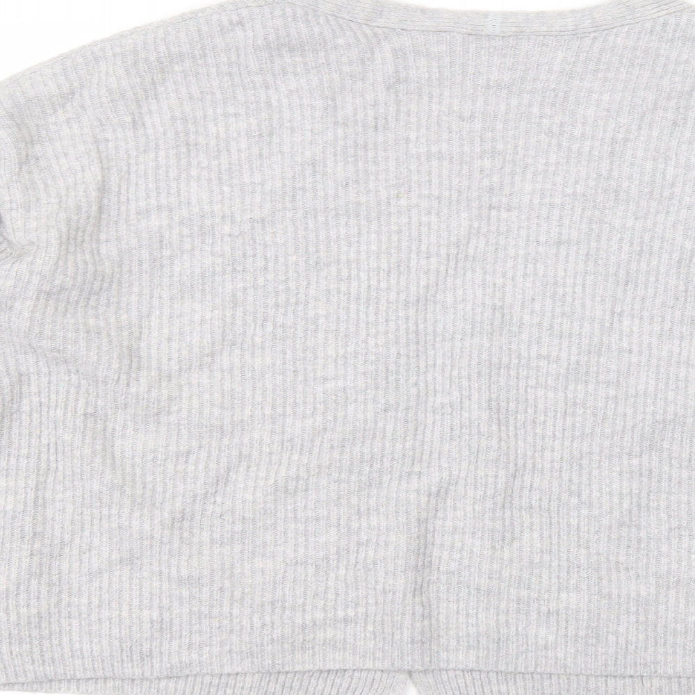 H&M Womens Grey V-Neck  Acrylic Cardigan Jumper Size XS
