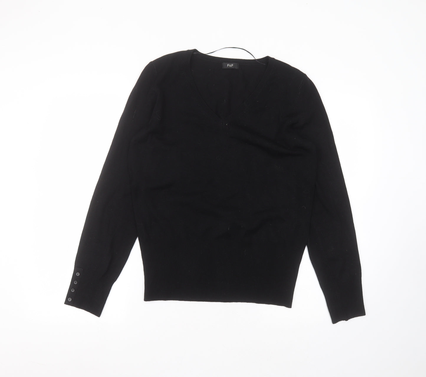F&F Womens Black  Acrylic Basic T-Shirt Size 14 Round Neck