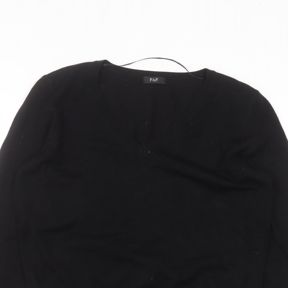 F&F Womens Black  Acrylic Basic T-Shirt Size 14 Round Neck