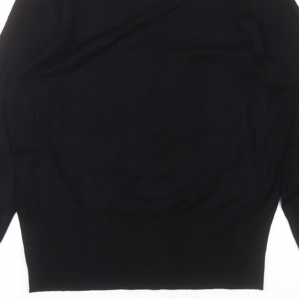 F&F Womens Black  Acrylic Basic T-Shirt Size 14 Round Neck