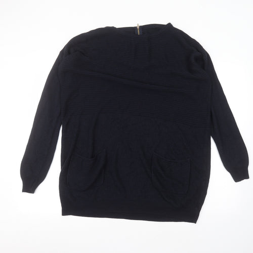 George Womens Blue Round Neck  Acrylic Pullover Jumper Size M