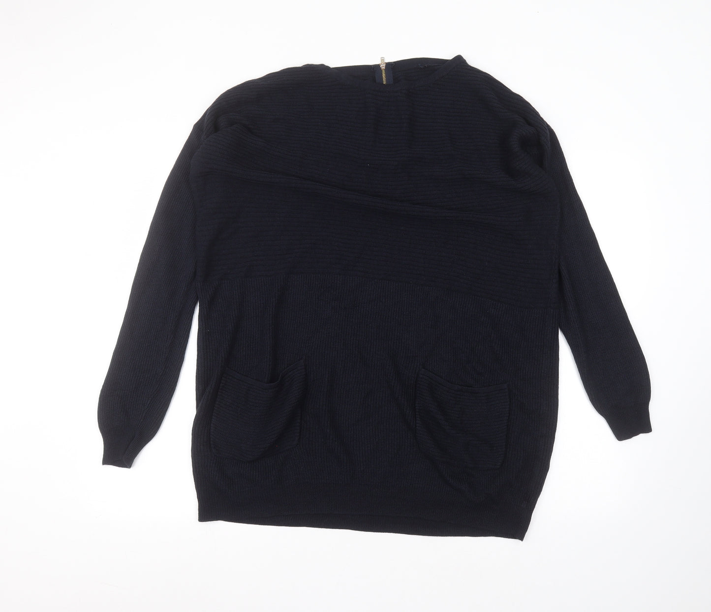 George Womens Blue Round Neck  Acrylic Pullover Jumper Size M