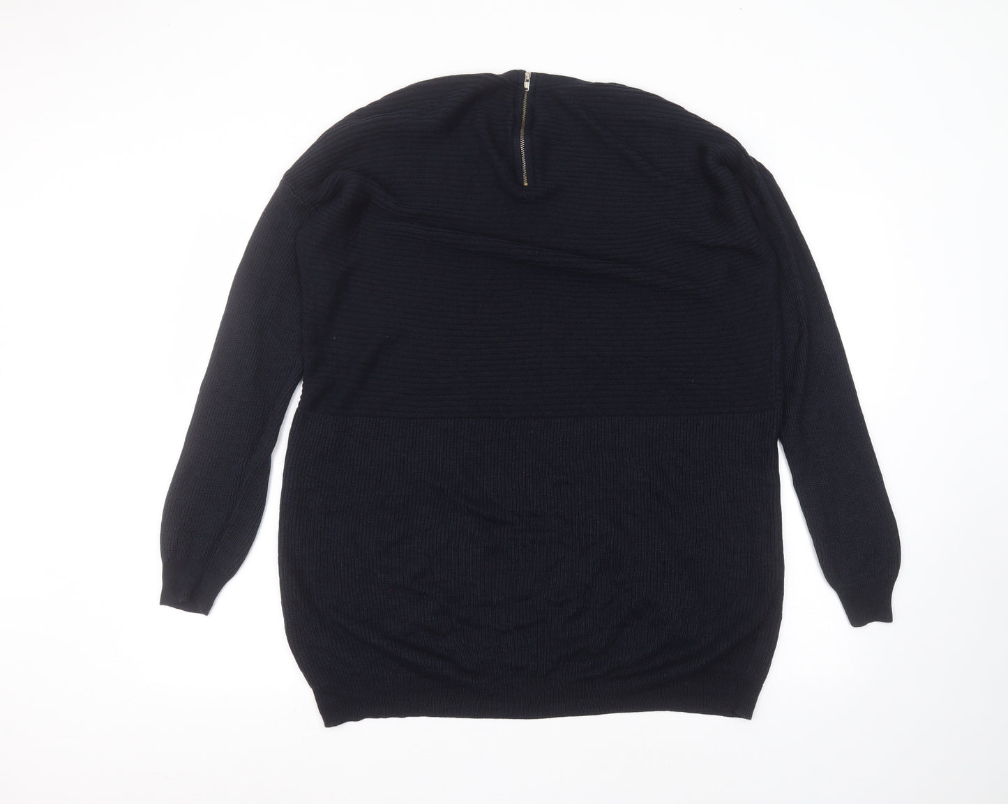 George Womens Blue Round Neck  Acrylic Pullover Jumper Size M