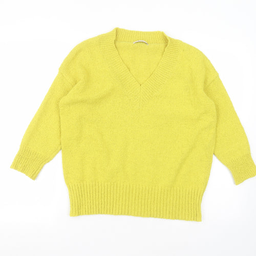 TU Womens Yellow Round Neck  Polyester Pullover Jumper Size 8