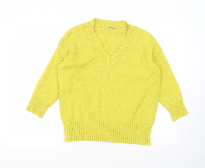 TU Womens Yellow Round Neck Polyester Pullover Jumper Size 8