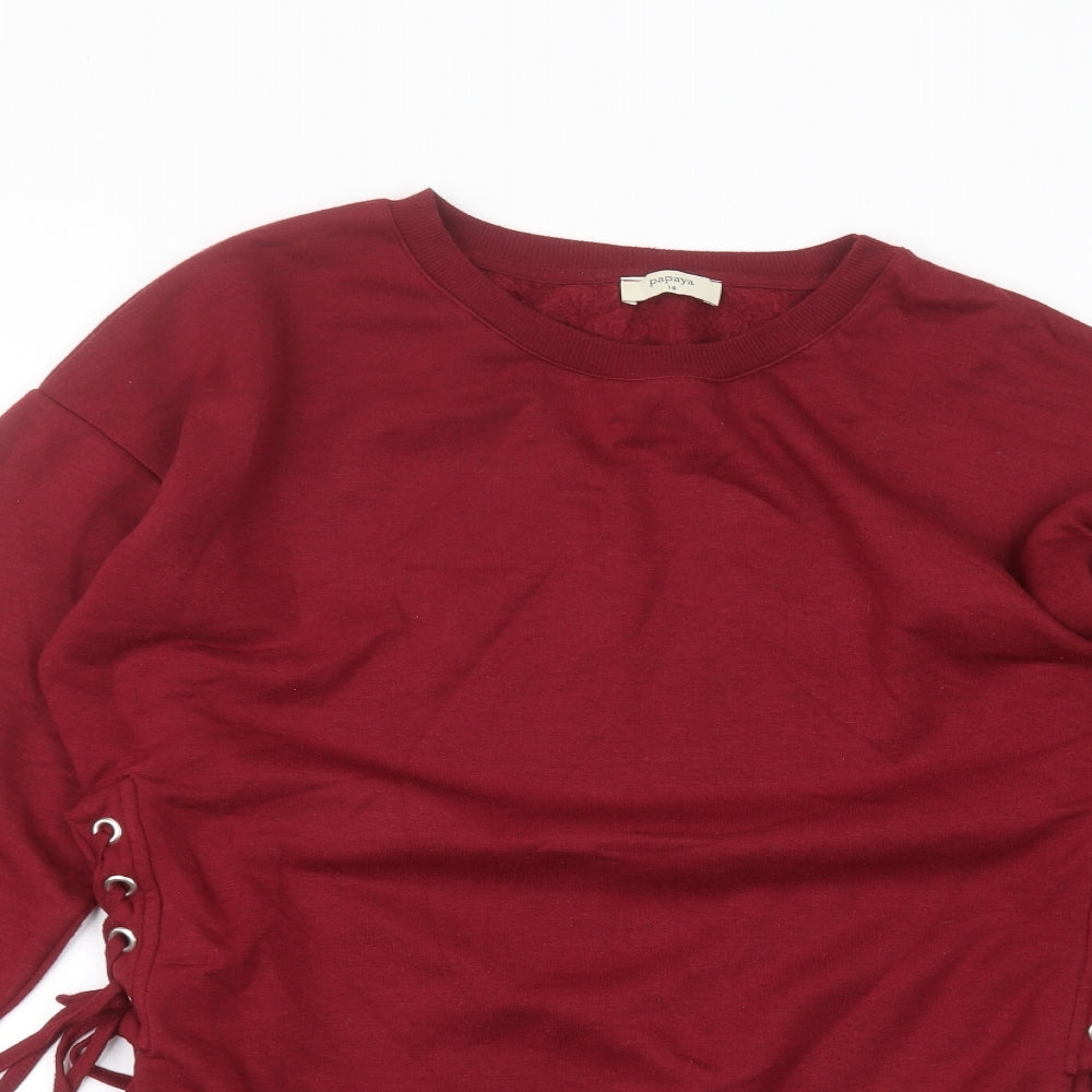 Matalan Womens Red Round Neck  Polyester Pullover Jumper Size 14