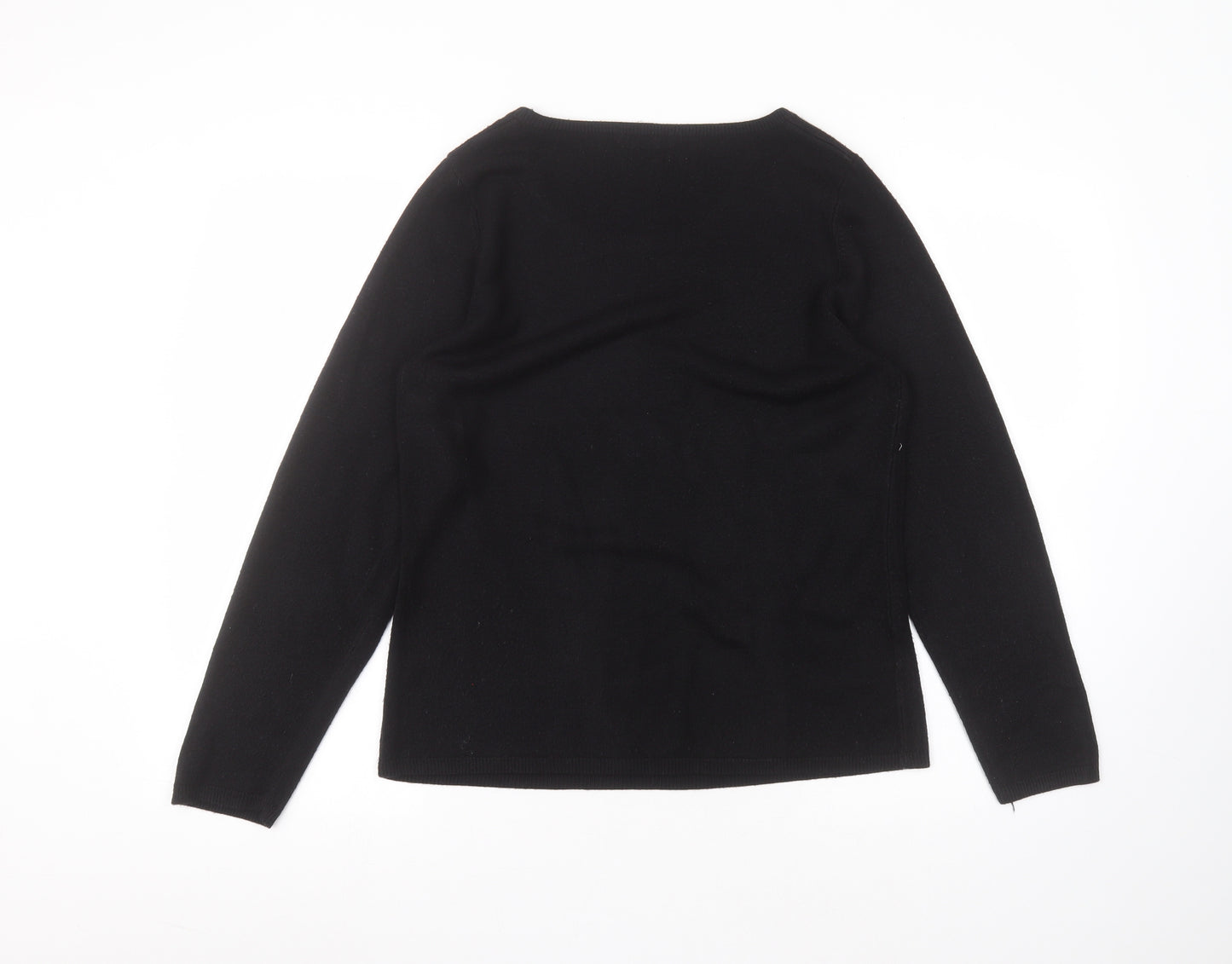 Matalan Womens Black Round Neck  Acrylic Pullover Jumper Size 16