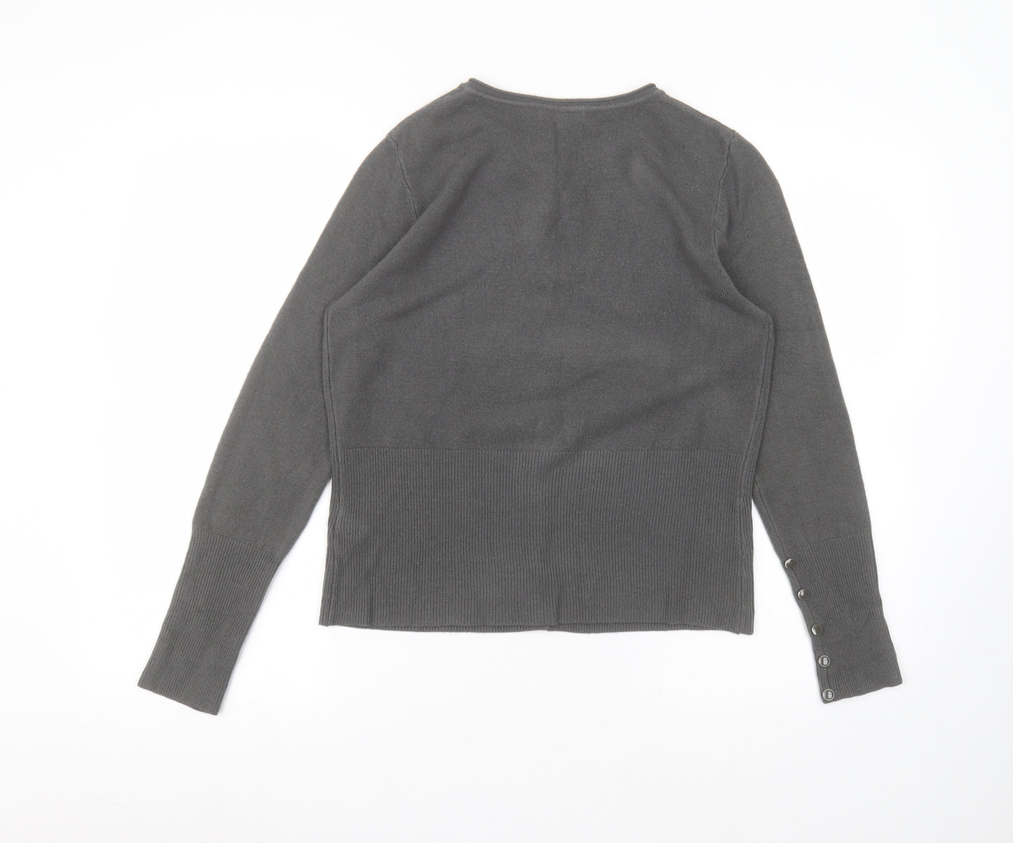 Per Una Womens Grey Round Neck  Acrylic Cardigan Jumper Size 14