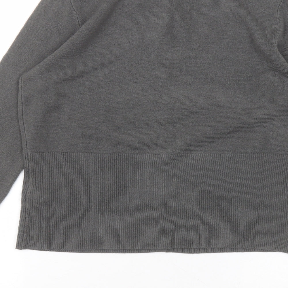 Per Una Womens Grey Round Neck  Acrylic Cardigan Jumper Size 14
