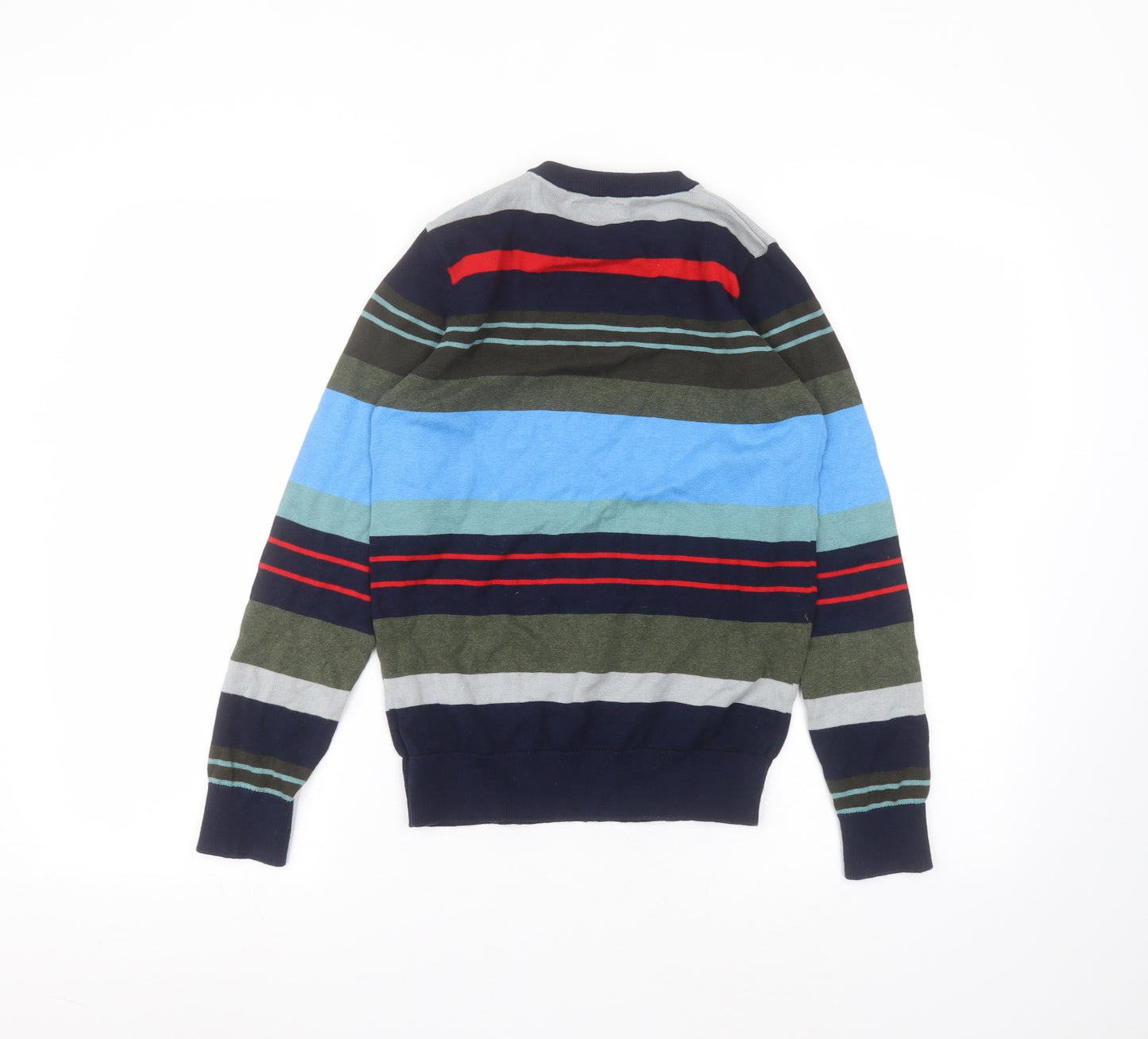 NEXT Boys Blue Round Neck Striped Cotton Pullover Jumper Size 11 Years