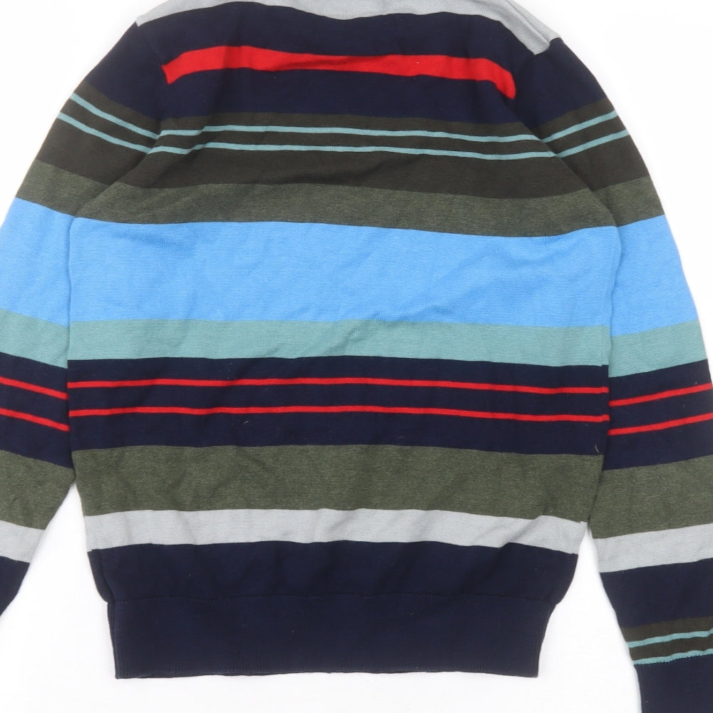 NEXT Boys Blue Round Neck Striped Cotton Pullover Jumper Size 11 Years