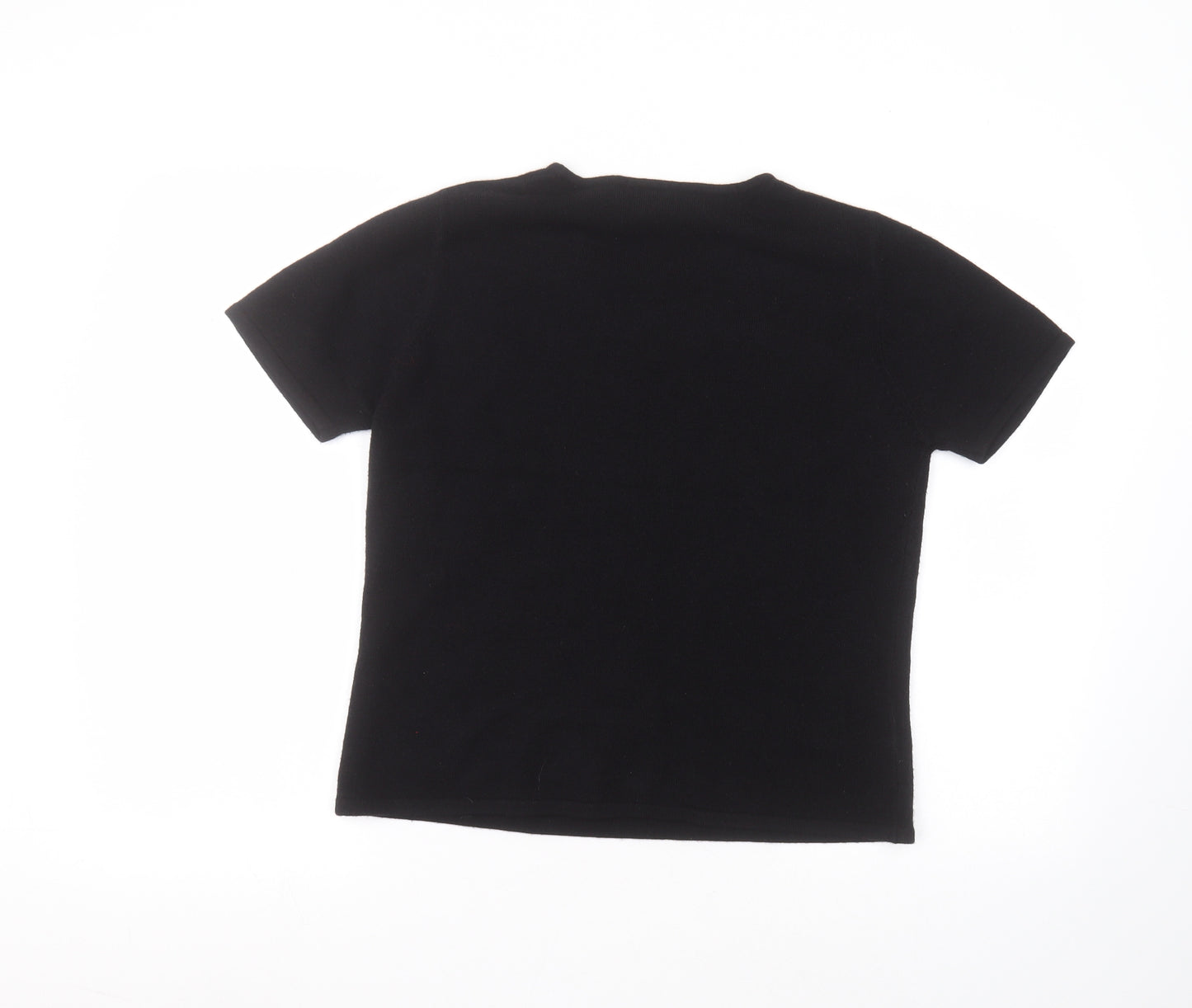 isabelle Womens Black  Acrylic Basic T-Shirt Size 12 Round Neck