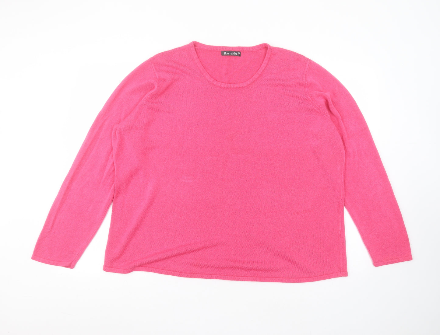 Bonmarché Womens Pink  Acrylic Basic T-Shirt Size XL Round Neck