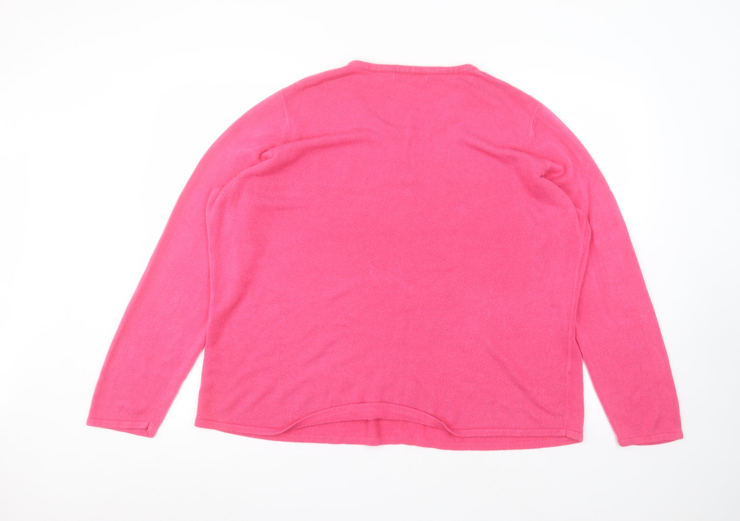 Bonmarché Womens Pink  Acrylic Basic T-Shirt Size XL Round Neck